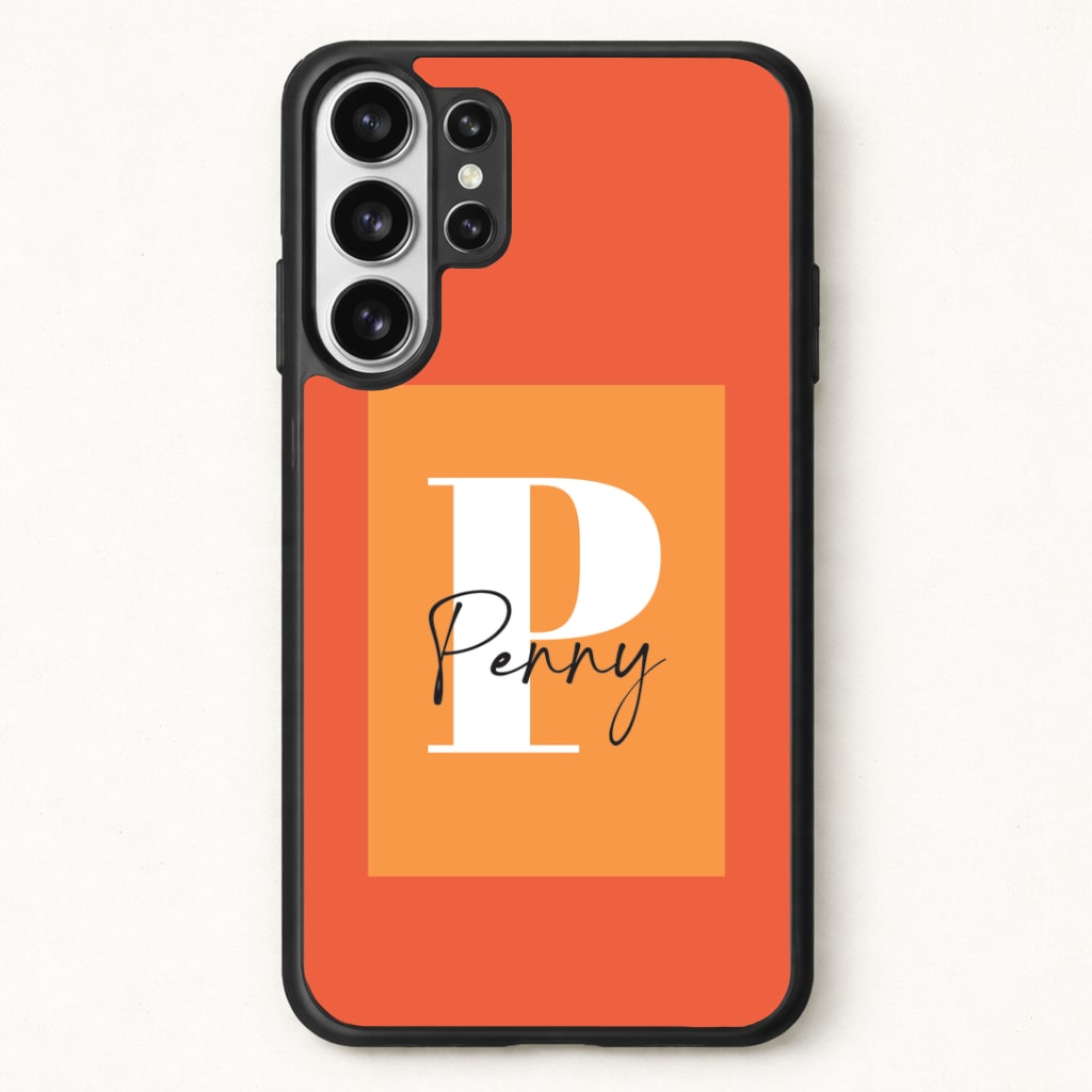Orange Personalised Name Phone Case for Galaxy S26 Ultra