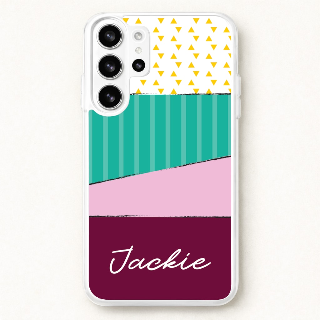 Geometric Patterns Personalised Name Phone Case for Galaxy S26 Ultra