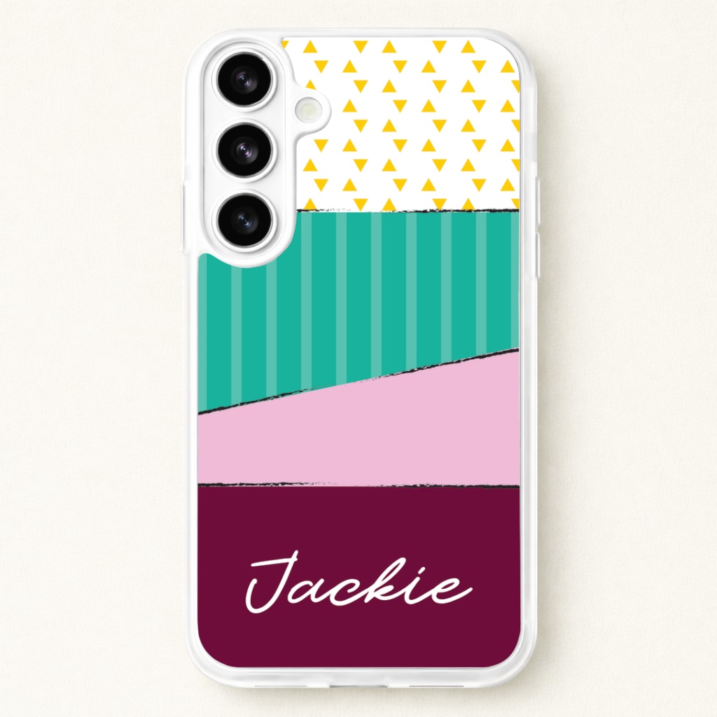 Geometric Patterns Personalised Name Phone Case for Galaxy S26