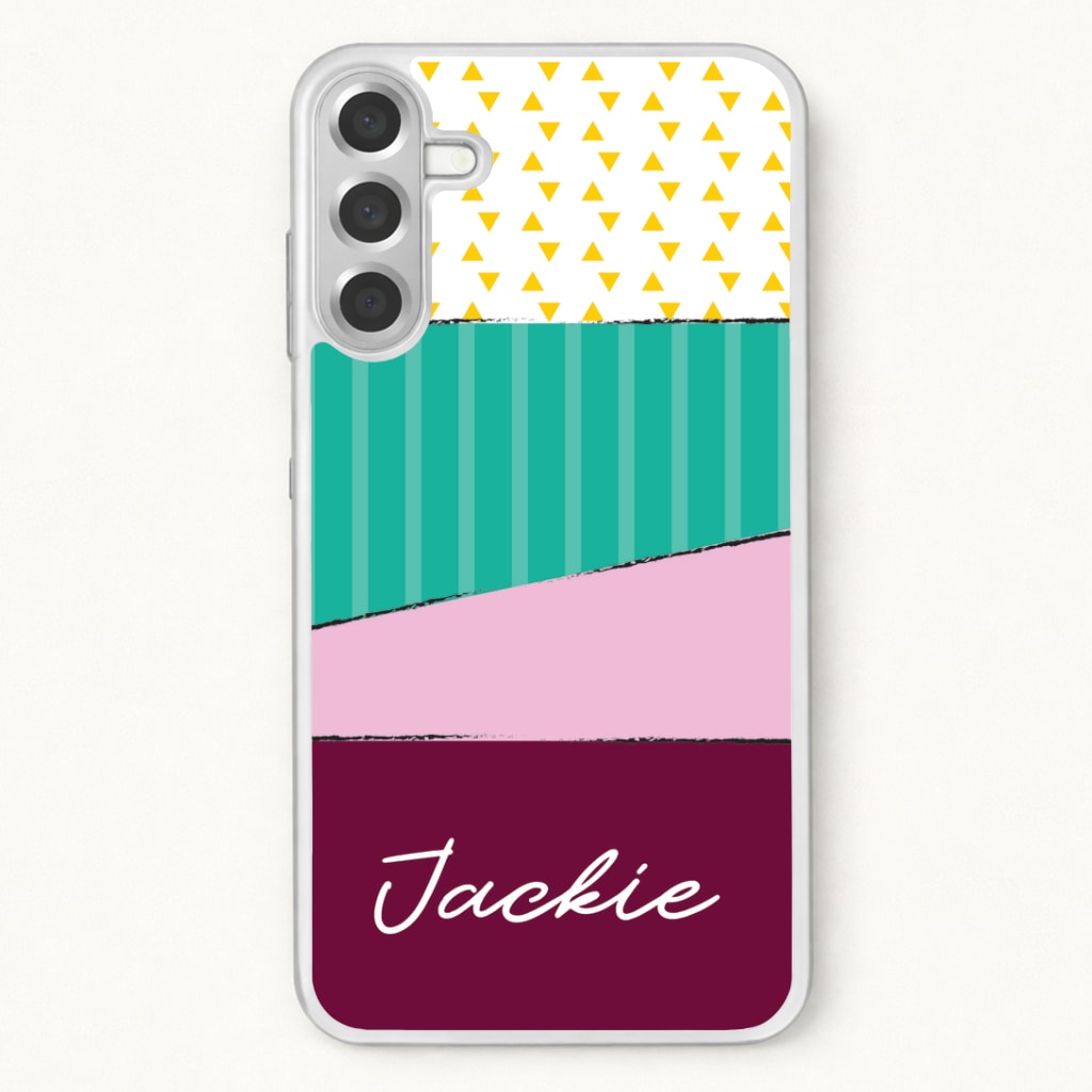 Geometric Patterns Personalised Name Phone Case for Galaxy A37