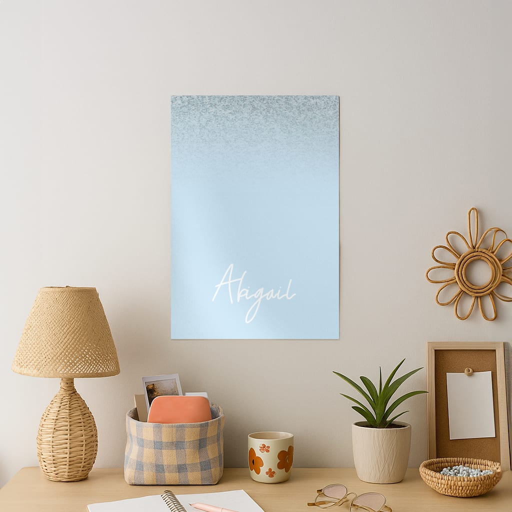 Blue Glitter Personalised Name Art Print