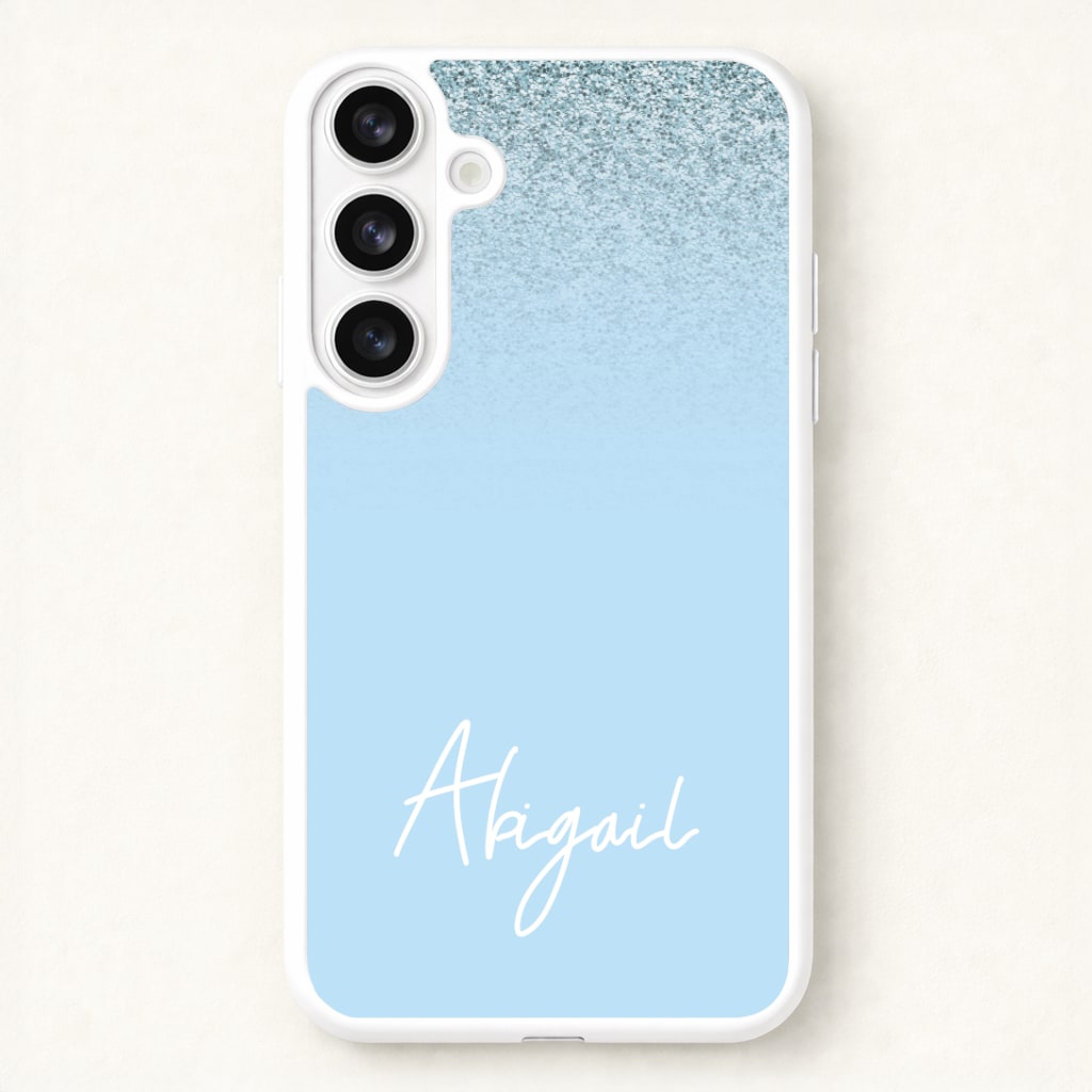 Blue Glitter Personalised Name Phone Case for Galaxy S26 Plus