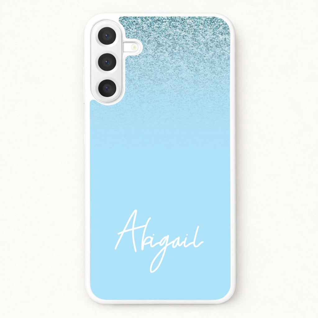 Blue Glitter Personalised Name Phone Case for Galaxy A37