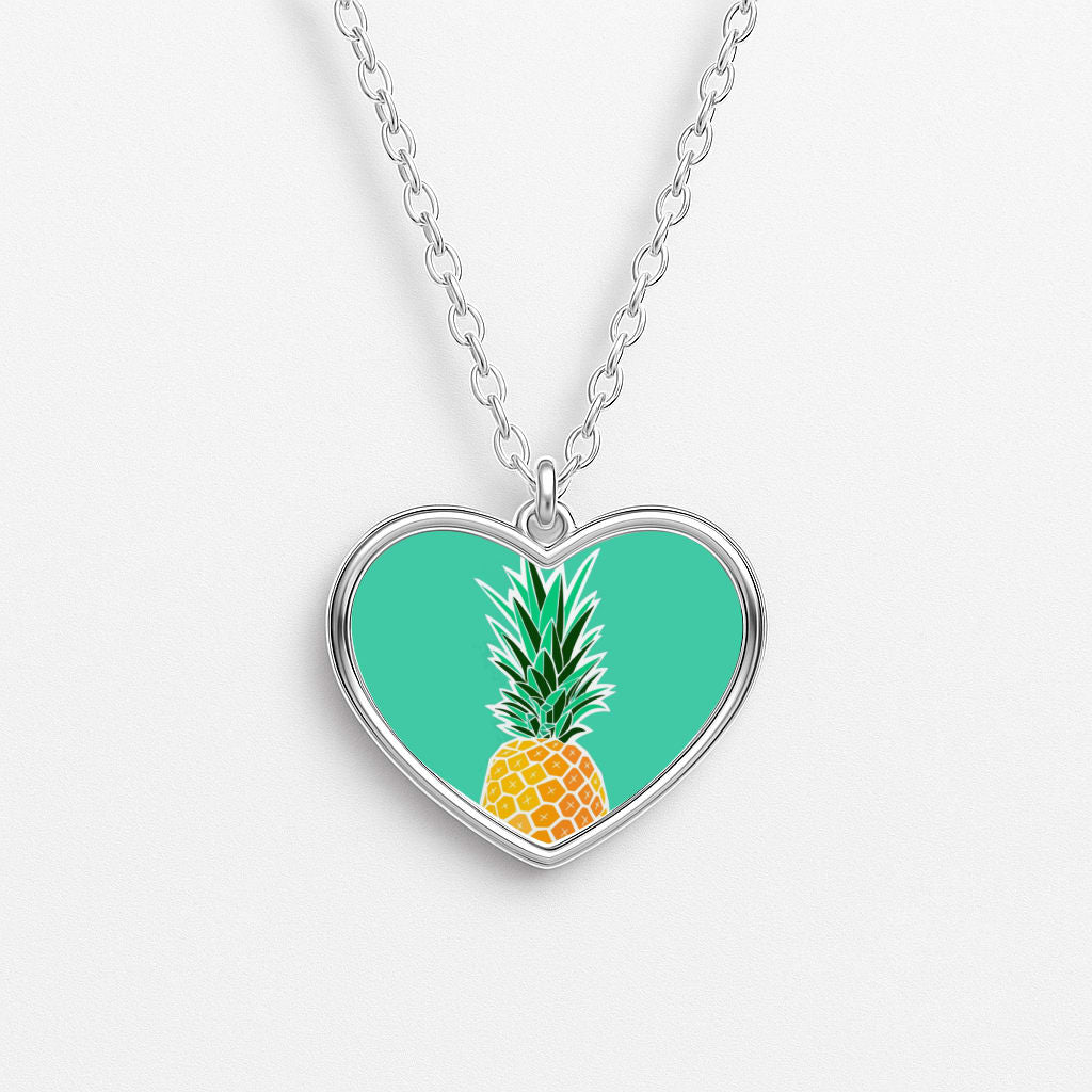 Cartoon Pineapple Heart Necklace