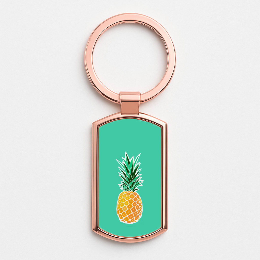 Cartoon Pineapple Rose Gold Keyring