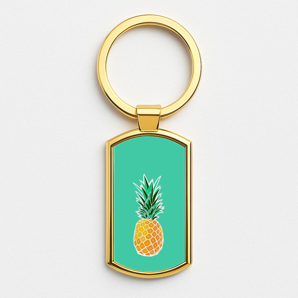 Cartoon Pineapple Gold Keyring