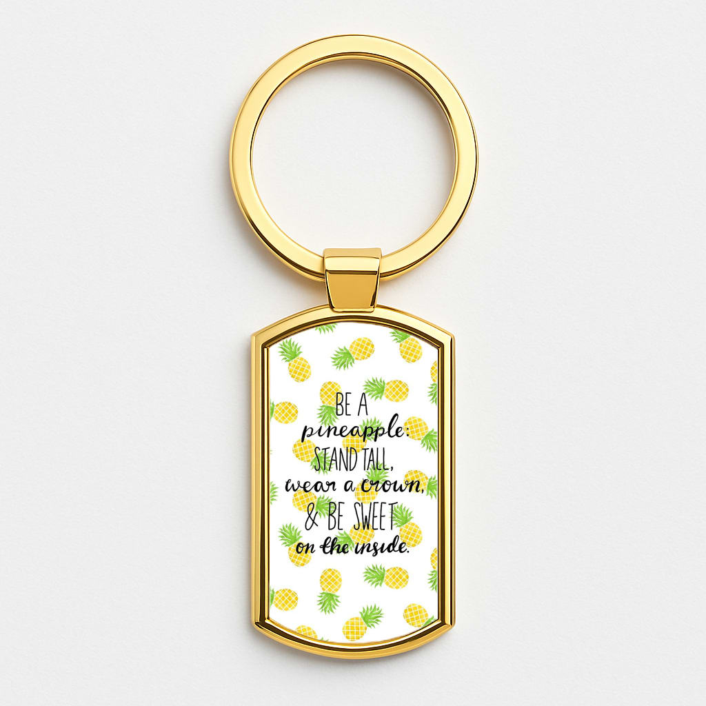 Be A Pineapple Gold Keyring