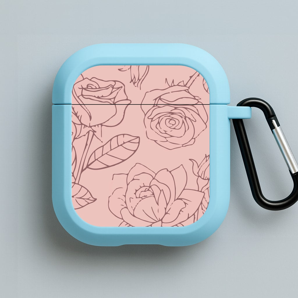 Roses - Foliage Blue AirPods Case