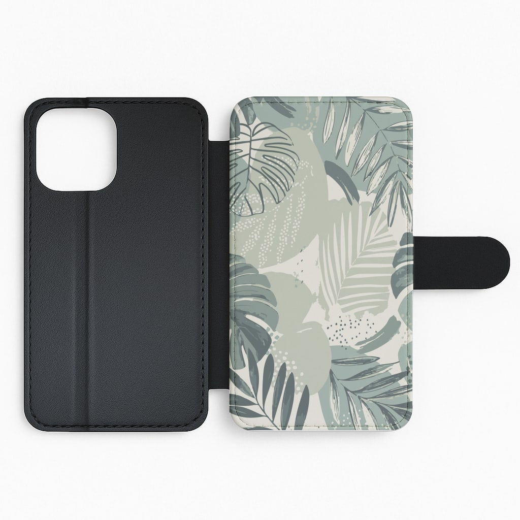 Green Leaf Pattern - Foliage Flip Phone Case
