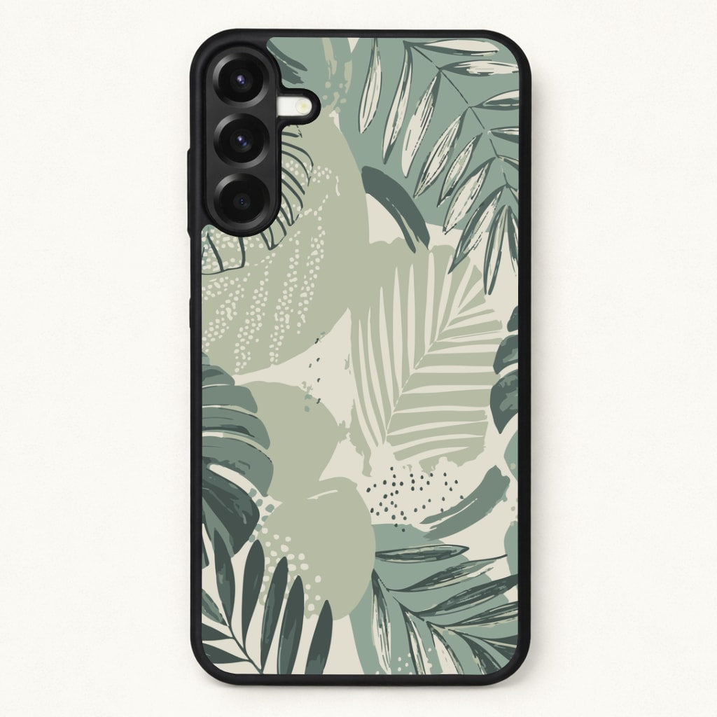 Green Leaf Pattern - Foliage Phone Case for Galaxy A57