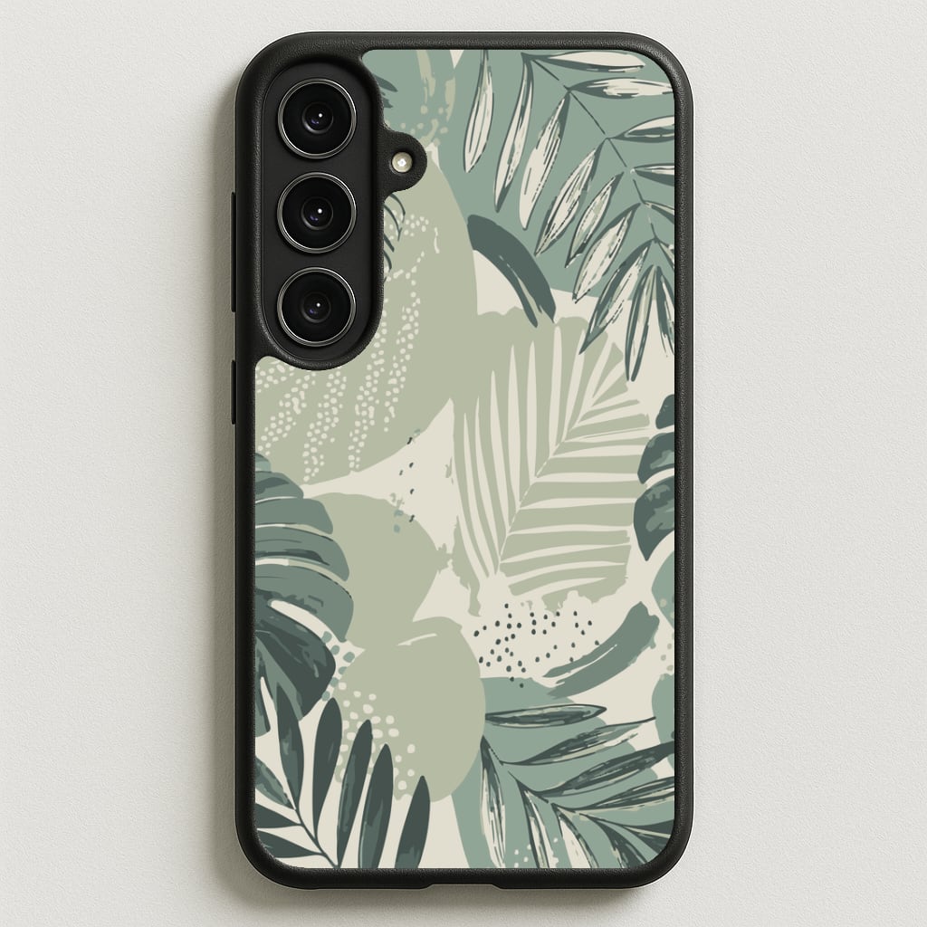 Green Leaf Pattern - Foliage Phone Case for Galaxy S25FE