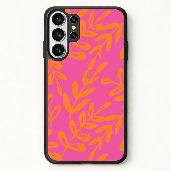 Pink & Orange Leaves - Foliage Phone Case for Galaxy S26 Ultra
