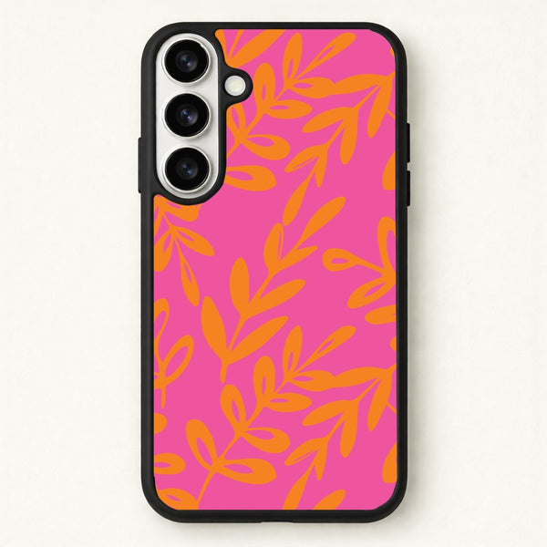 Pink & Orange Leaves - Foliage Phone Case for Galaxy S26