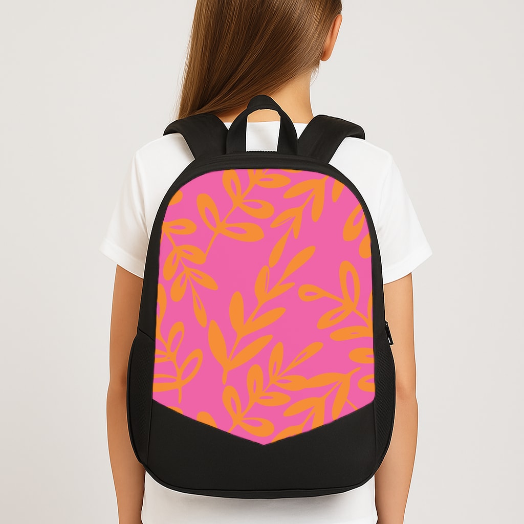 Pink & Orange Leaves - Foliage Large School Bag