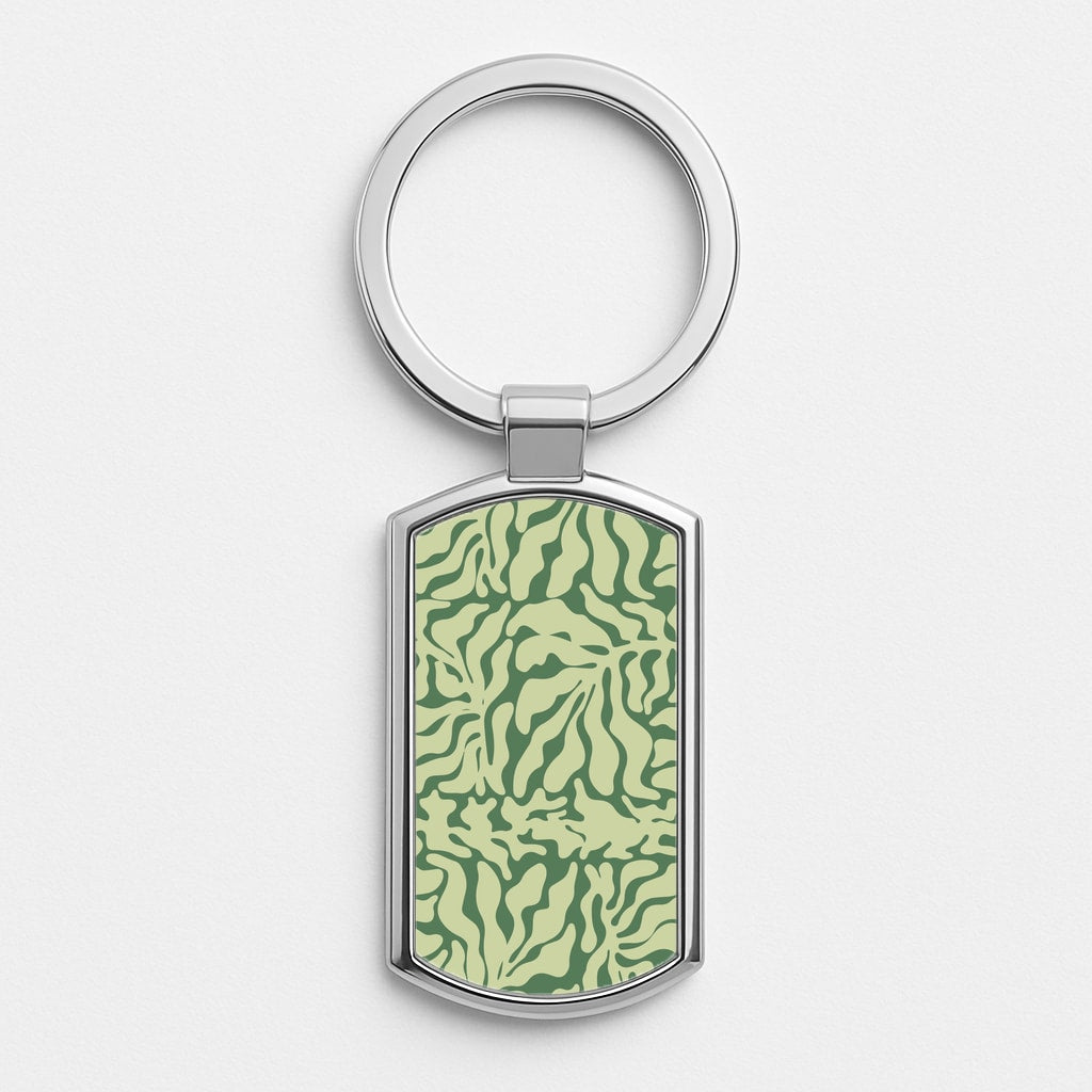 Light Green Leaf - Foliage Silver Keyring
