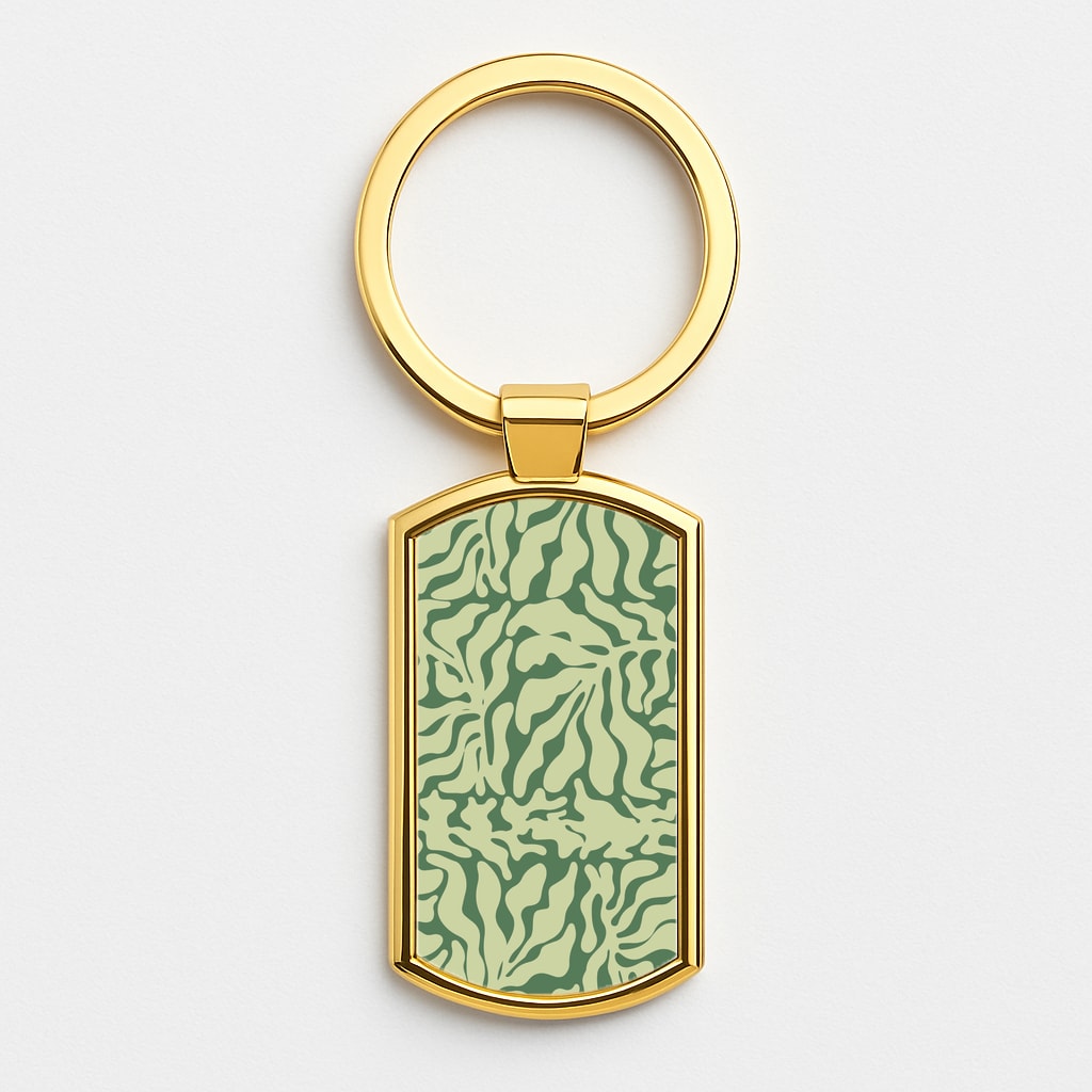 Light Green Leaf - Foliage Gold Keyring