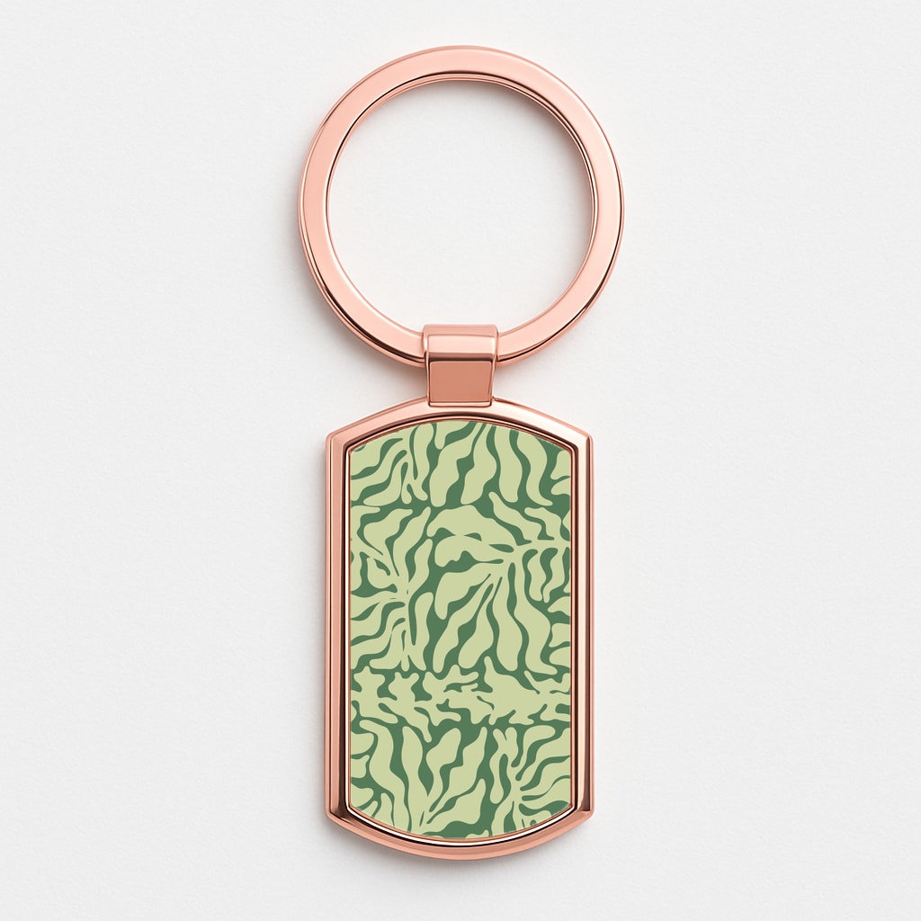 Light Green Leaf - Foliage Rose Gold Keyring