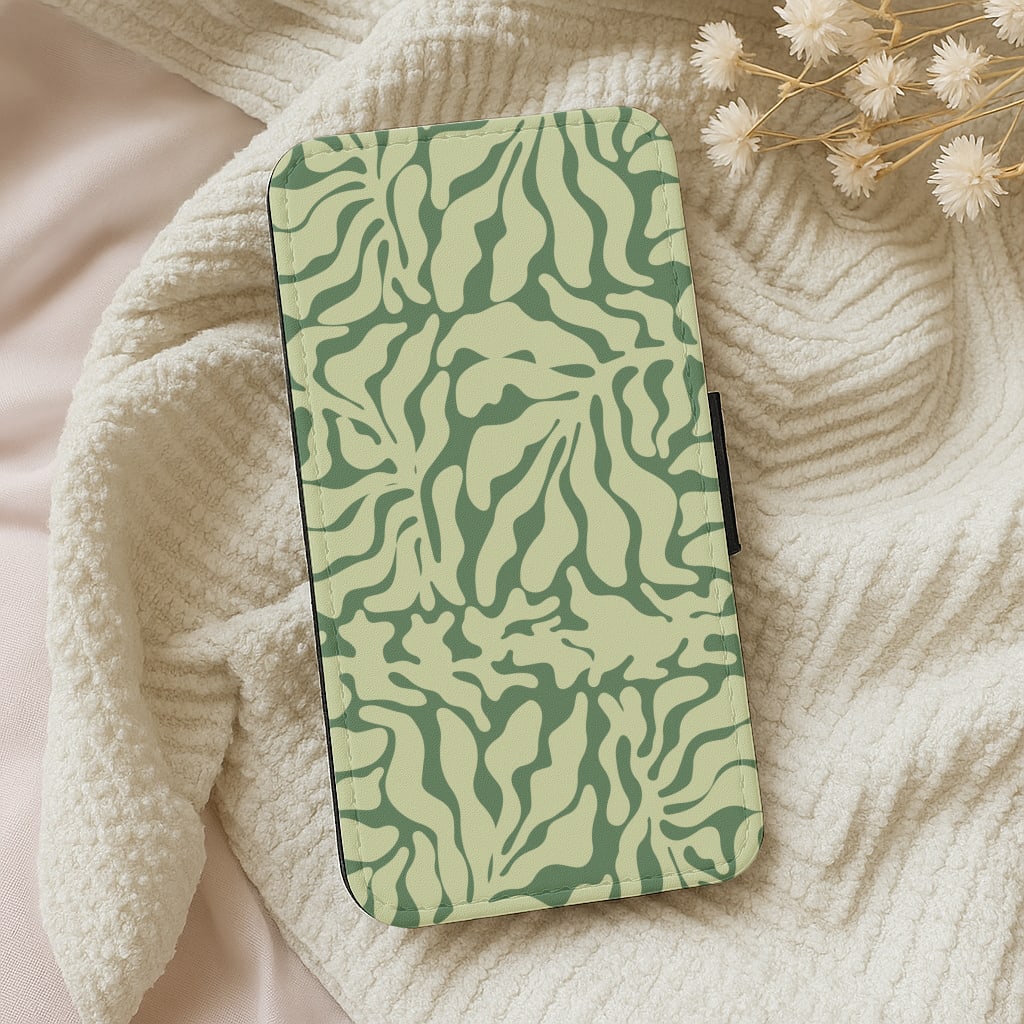 Light Green Leaf - Foliage Wallet Phone Case