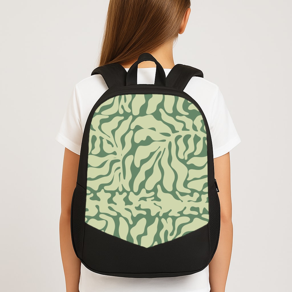 Light Green Leaf - Foliage Large School Bag