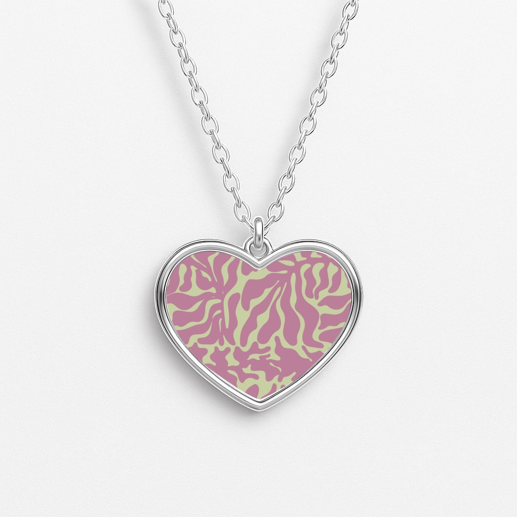 Pink Leaves - Foliage Heart Necklace