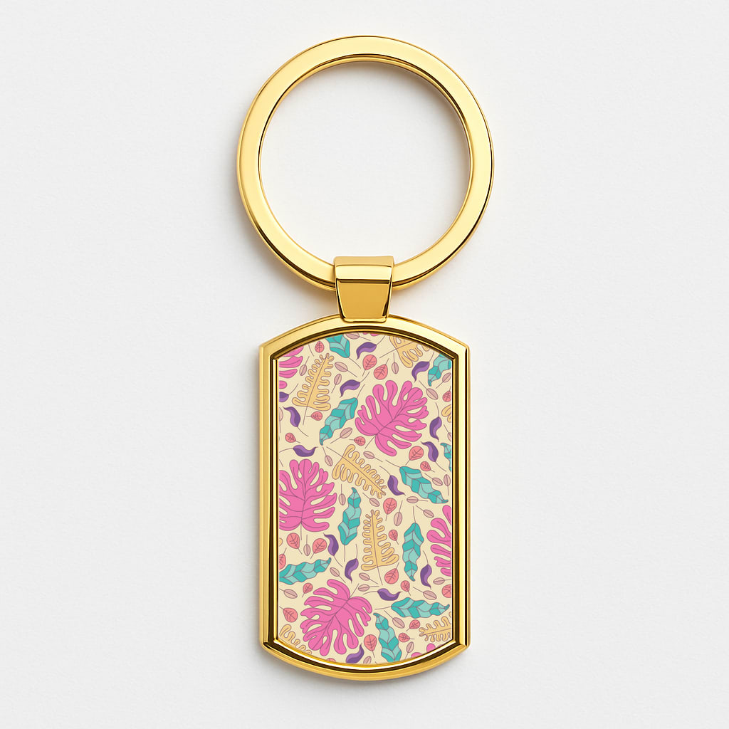 Multi Coloured Leaves - Foliage Gold Keyring
