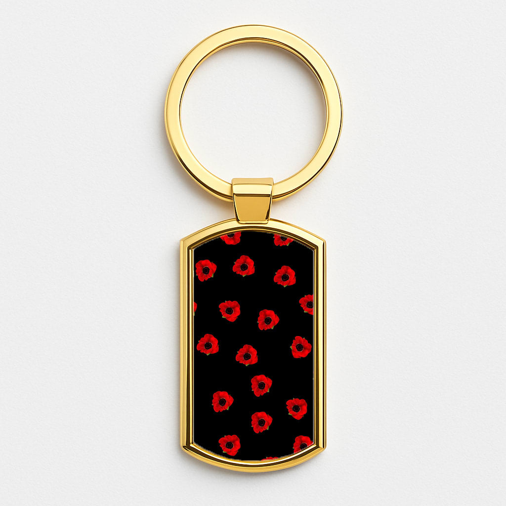 Poppy Pattern Gold Keyring