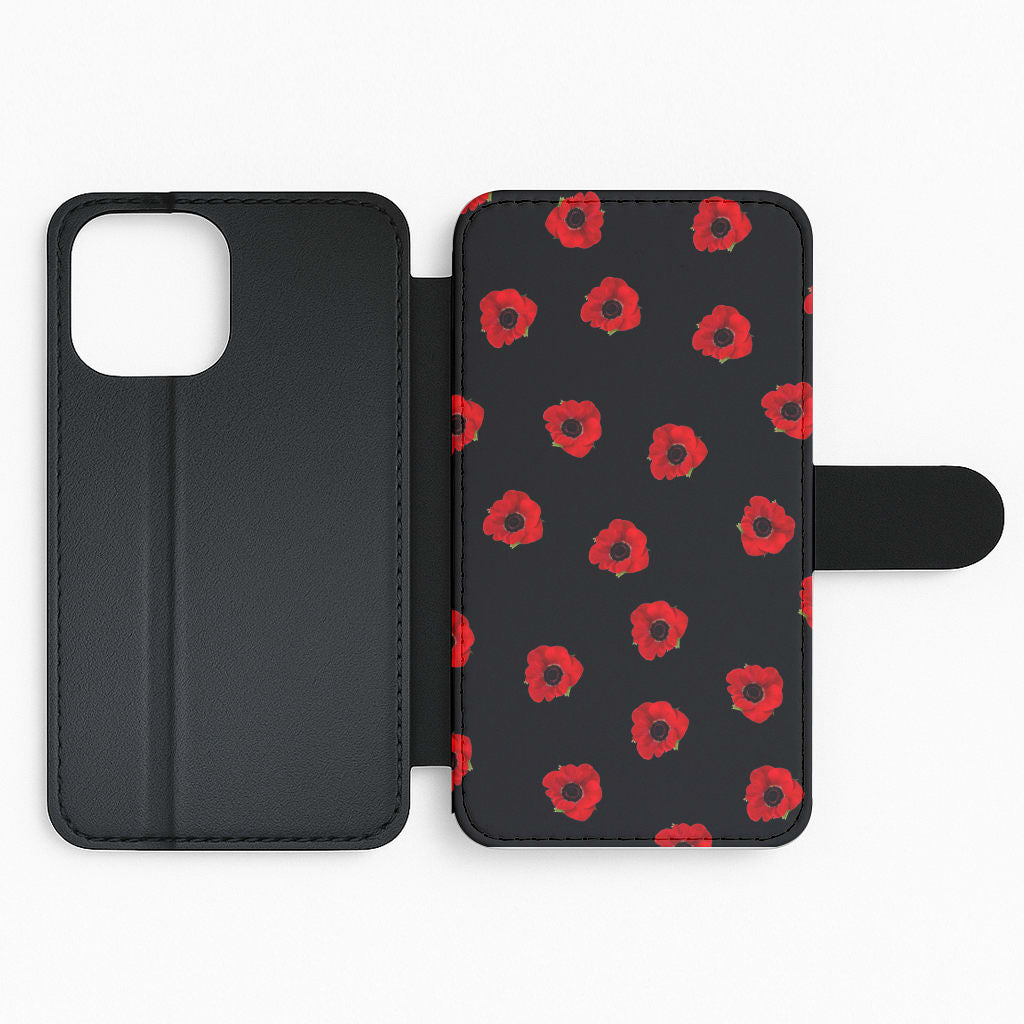 Poppy Pattern Flip Phone Case