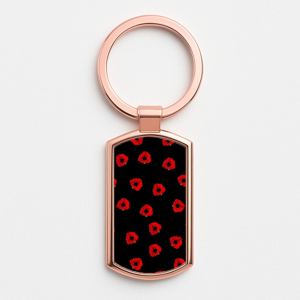 Poppy Pattern Rose Gold Keyring