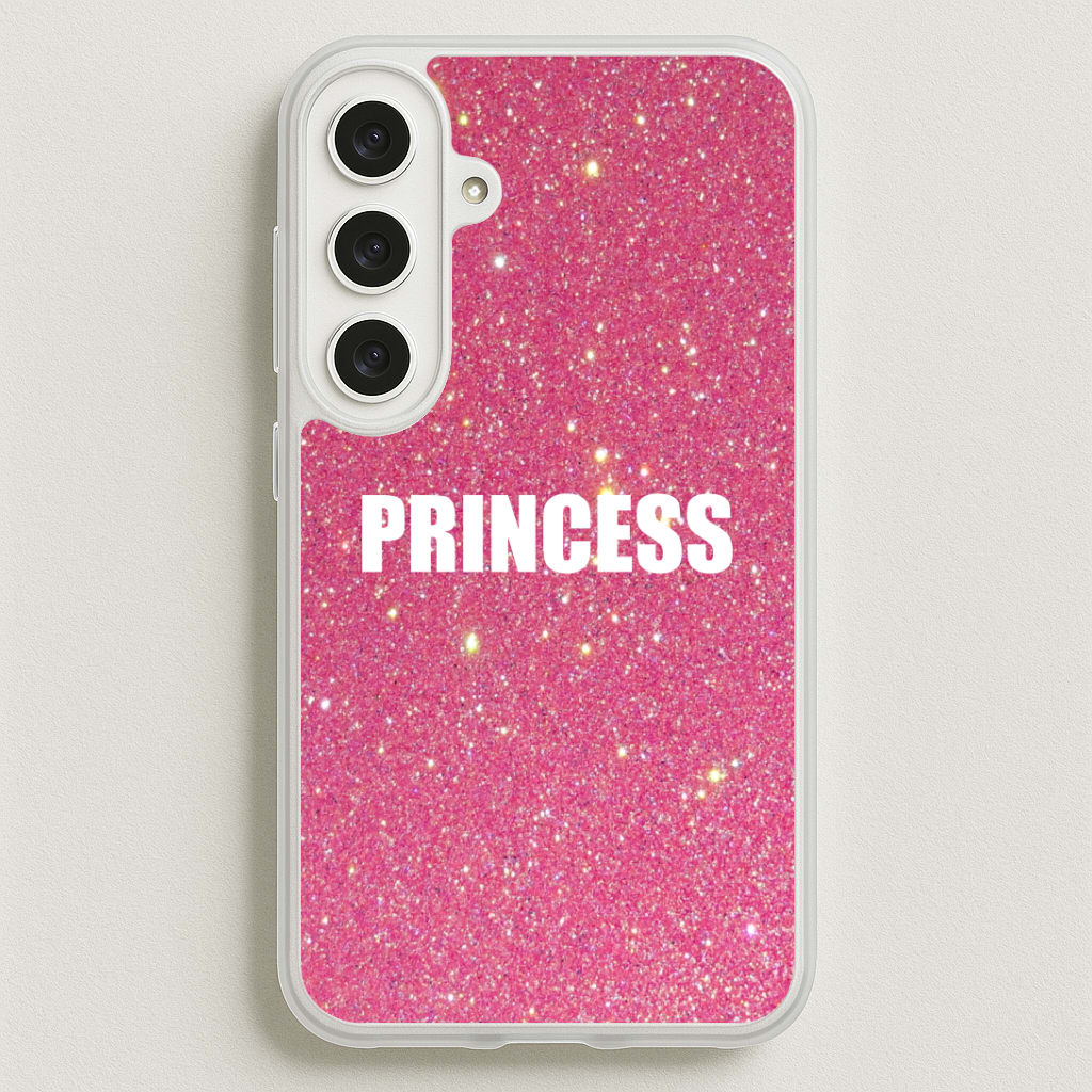 Glittery Pink Princess Phone Case for Galaxy S25FE
