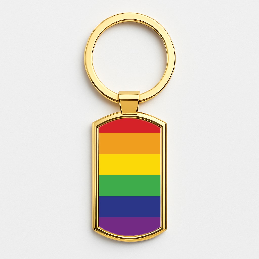 Pride Flag Gold Keyring