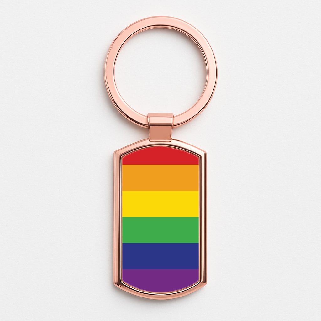 Pride Flag Rose Gold Keyring