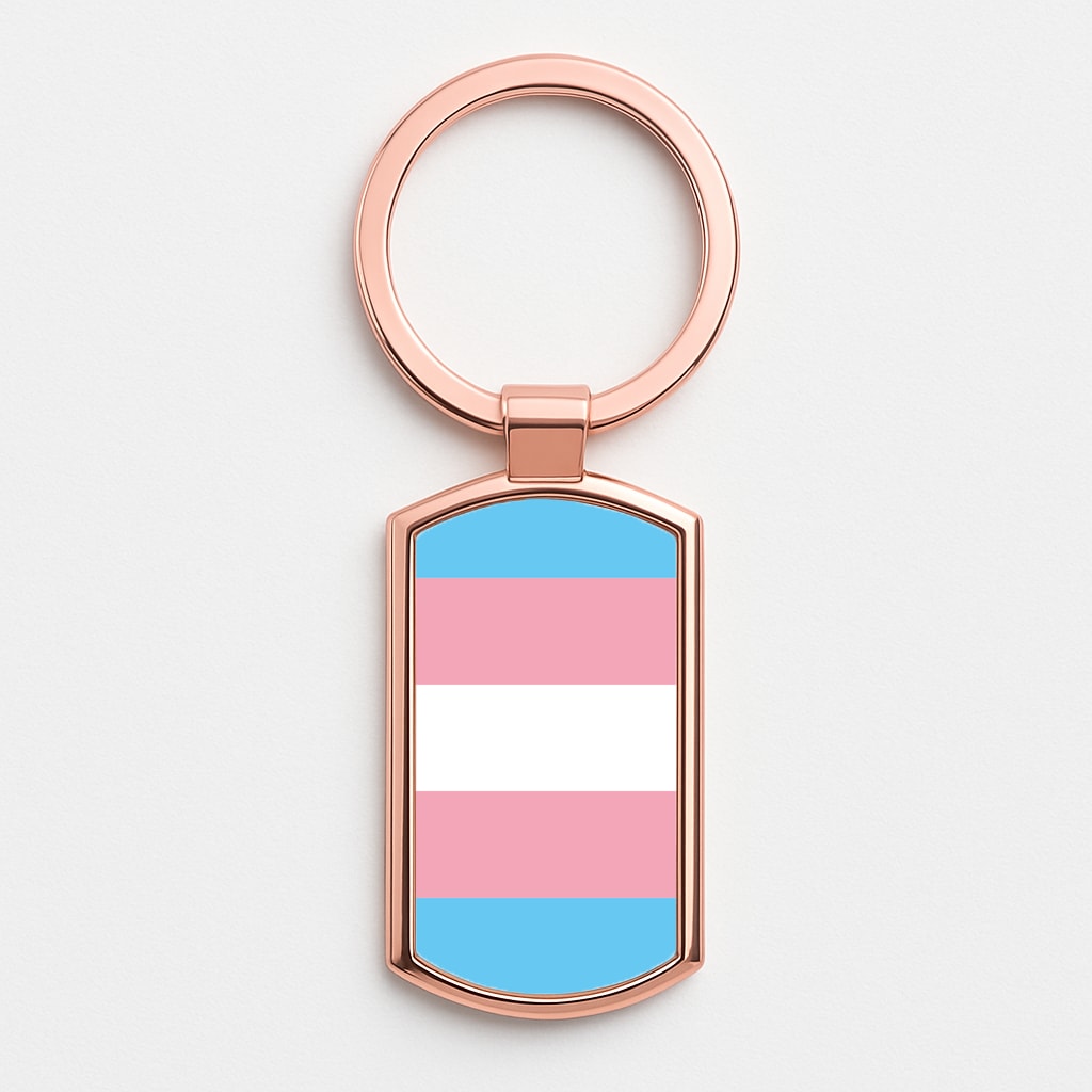 Trans Flag - Pride Rose Gold Keyring