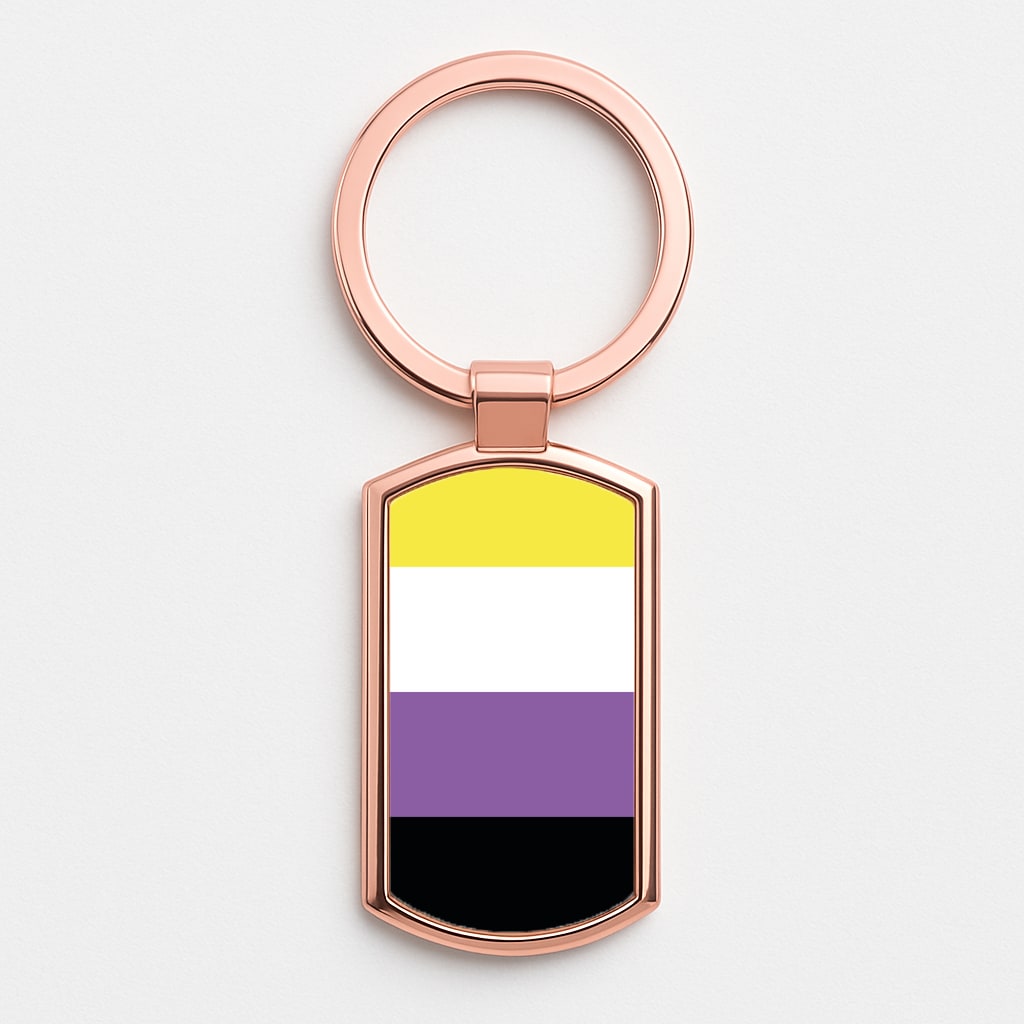 Non-Binary Flag - Pride Rose Gold Keyring