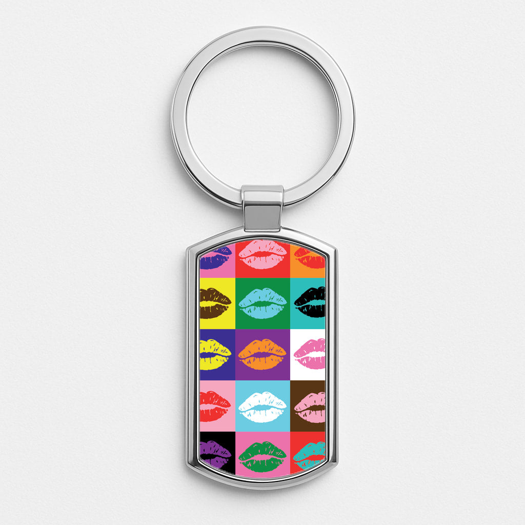 Lips Collage - Pride Silver Keyring
