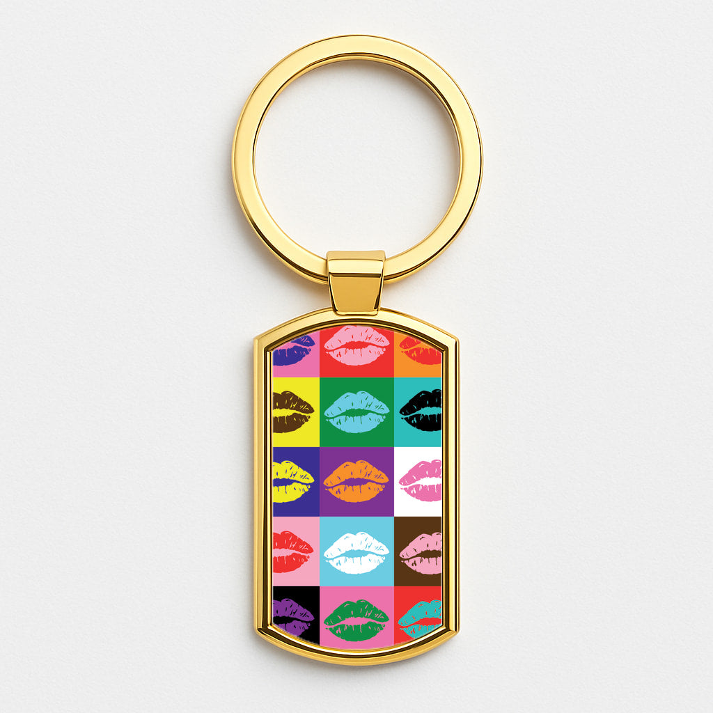 Lips Collage - Pride Gold Keyring