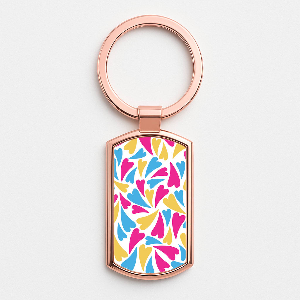 Pansexual Hearts - Pride Rose Gold Keyring