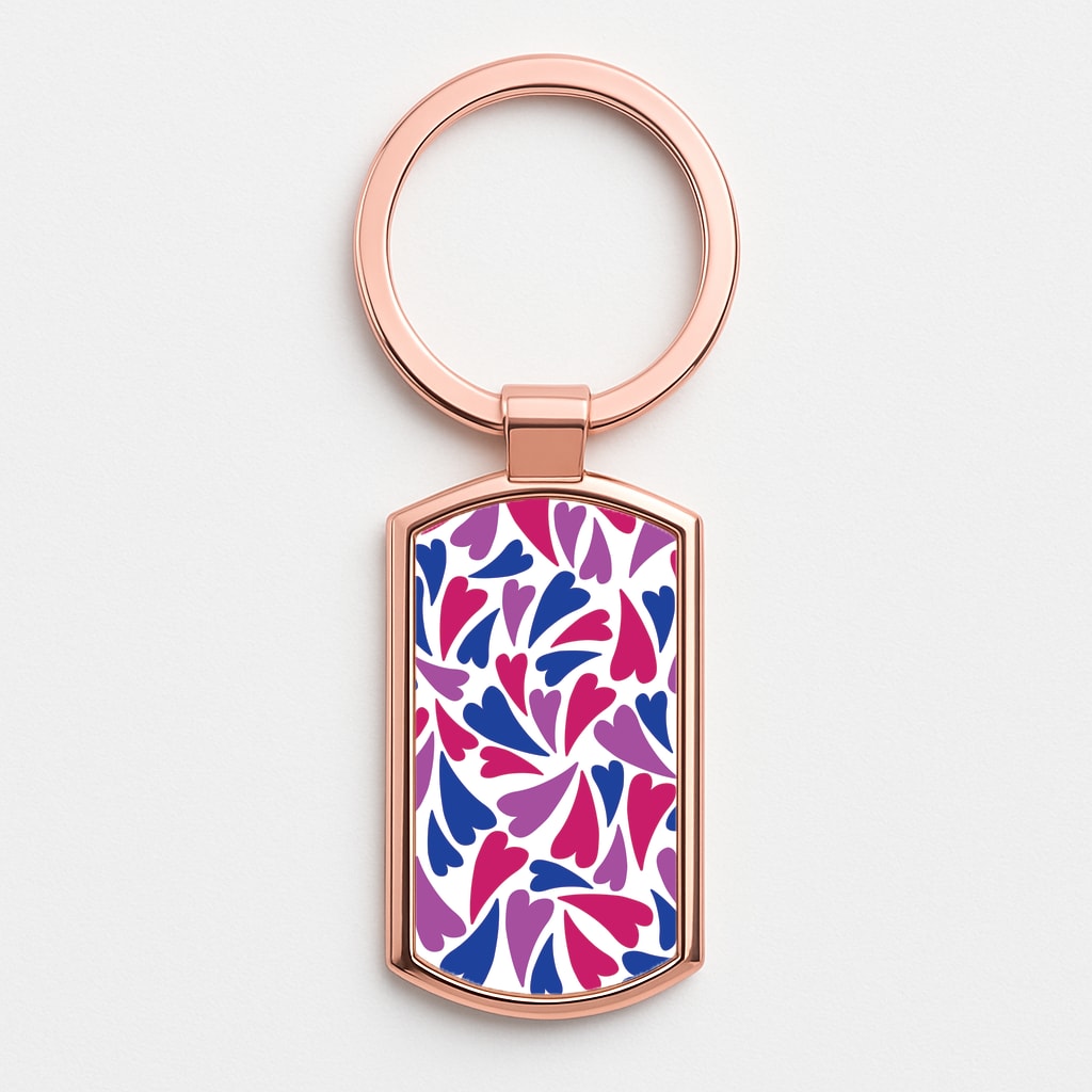 Bisexual Hearts - Pride Rose Gold Keyring