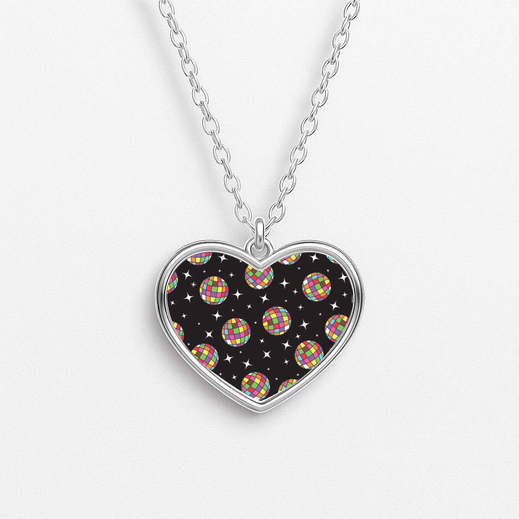 Rainbow Discoballs Heart Necklace