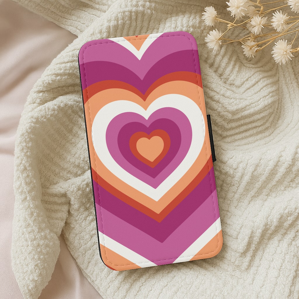 Lesbian Pride Heart Wallet Phone Case