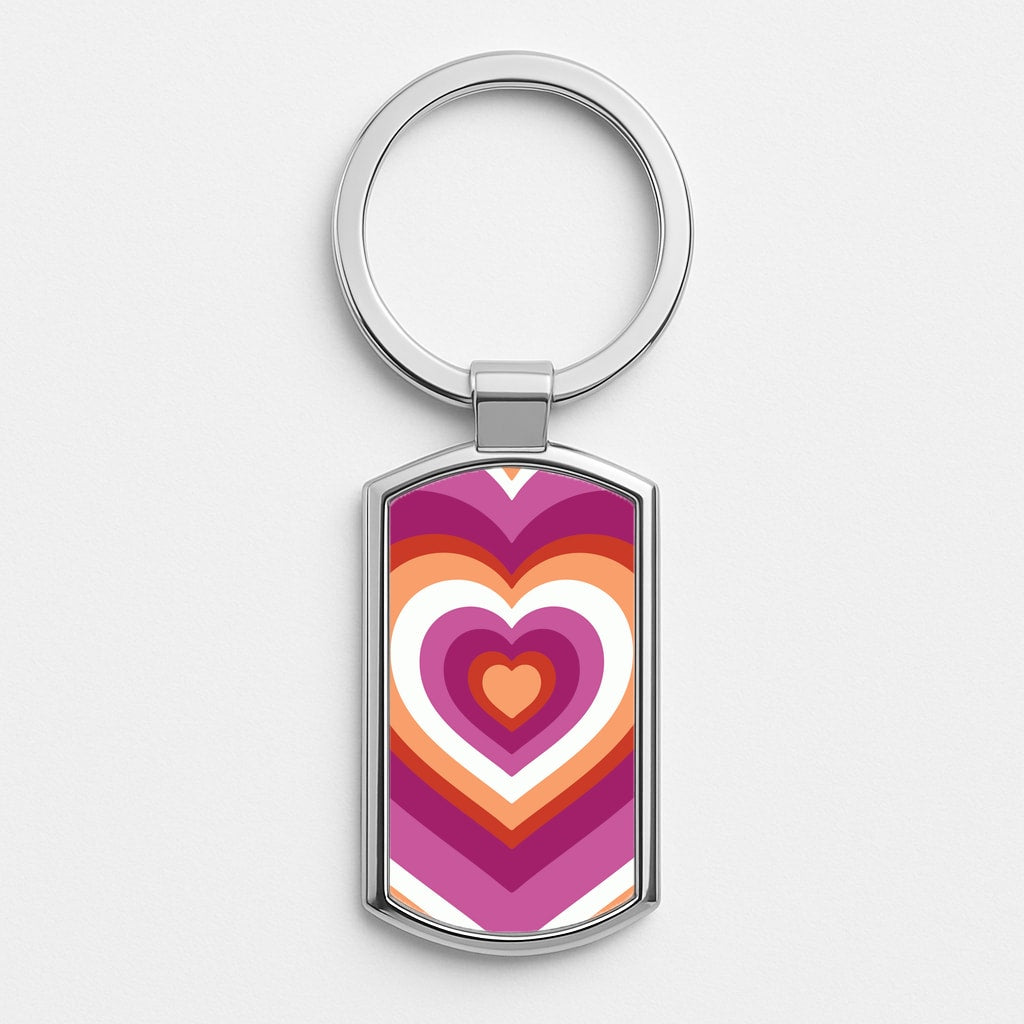 Lesbian Pride Heart Silver Keyring