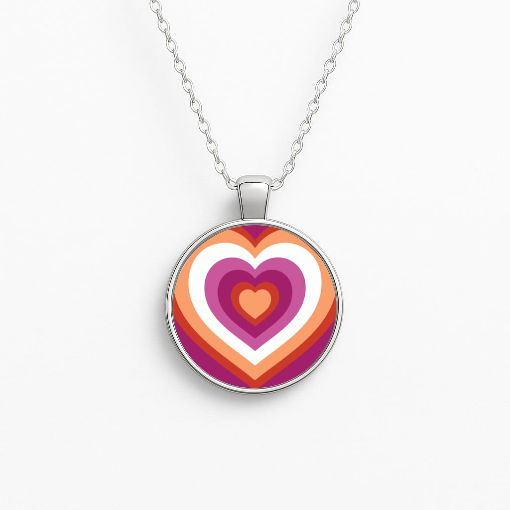 Lesbian Pride Heart Circle Necklace