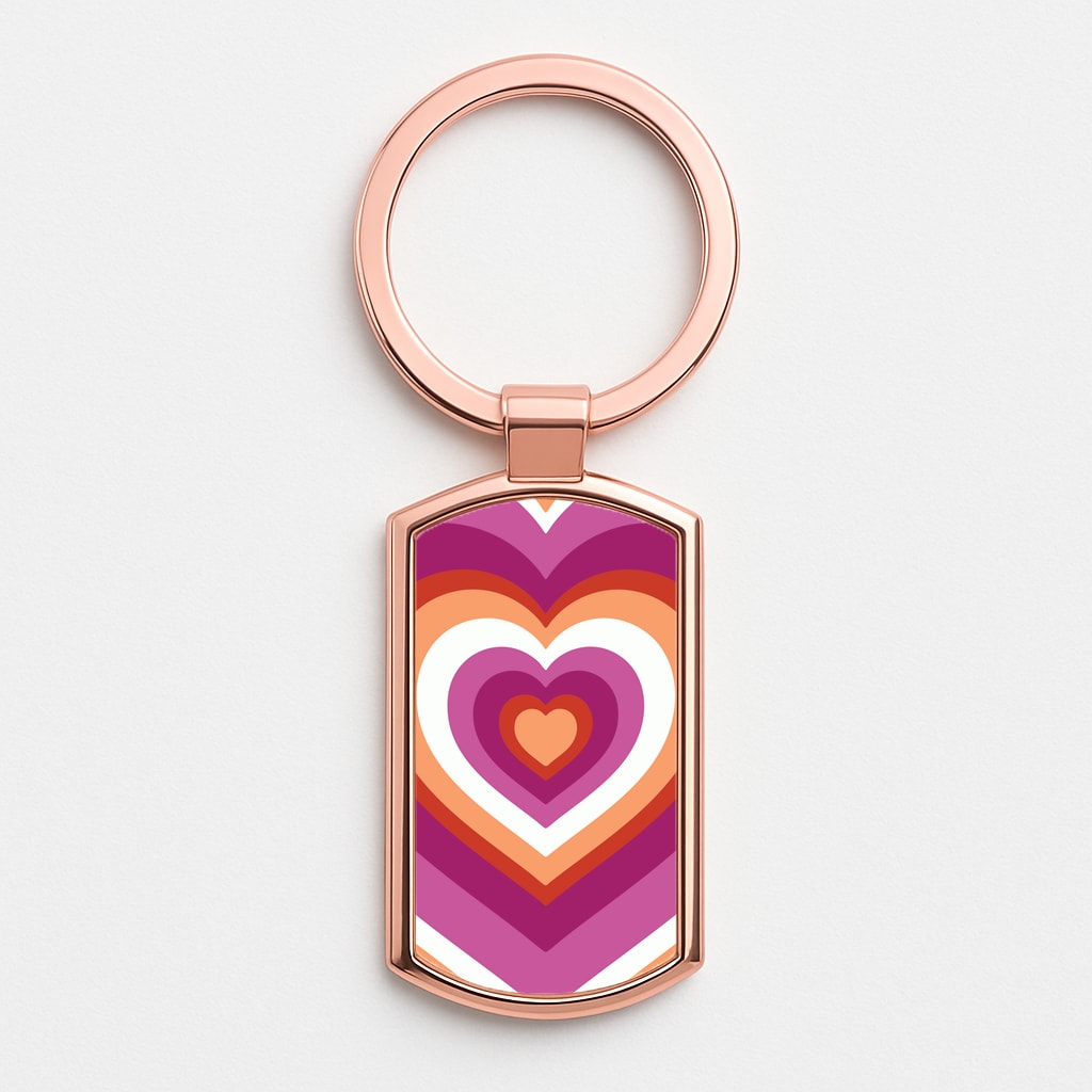 Lesbian Pride Heart Rose Gold Keyring