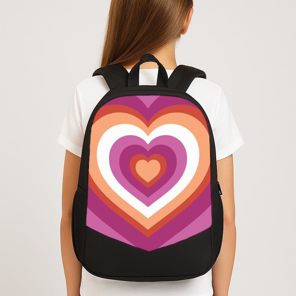 Lesbian Pride Heart Large School Bag