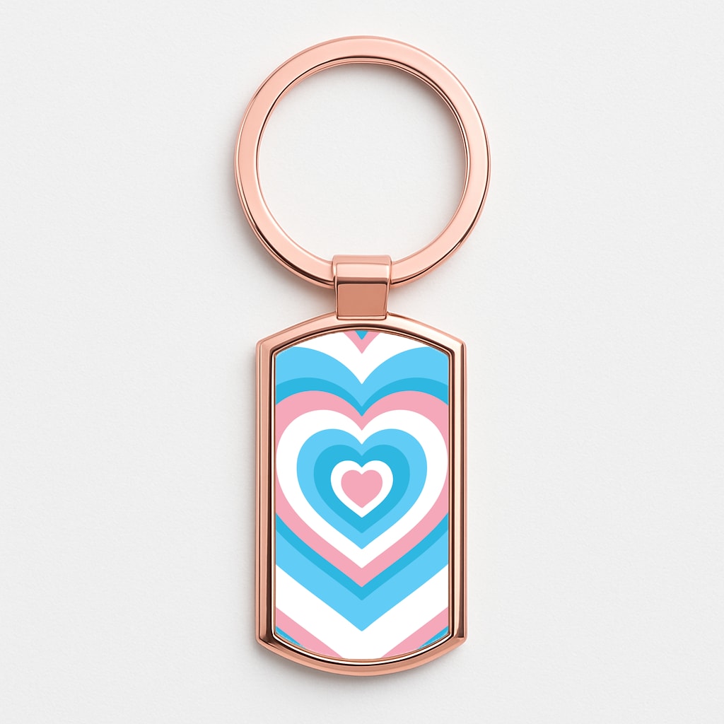 Trans Pride Heart Rose Gold Keyring
