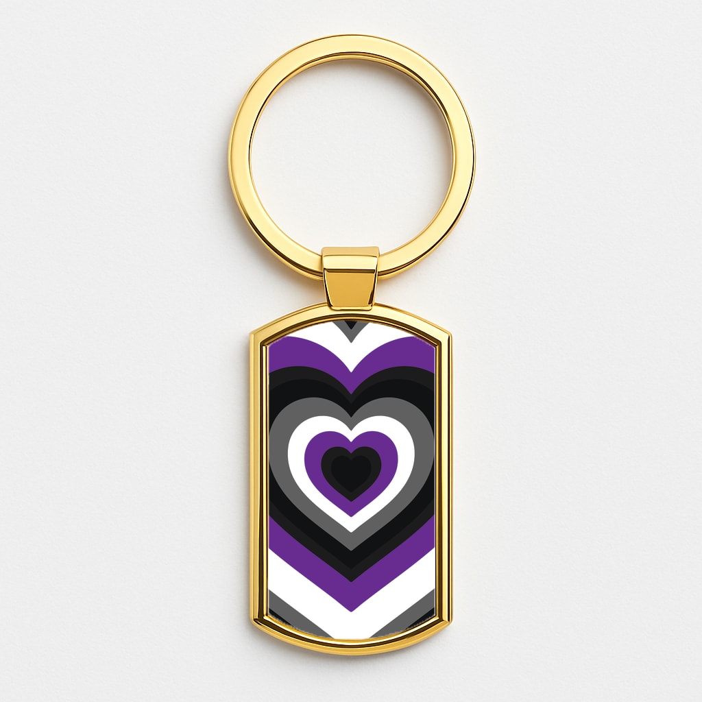 Asexual Pride Heart Gold Keyring