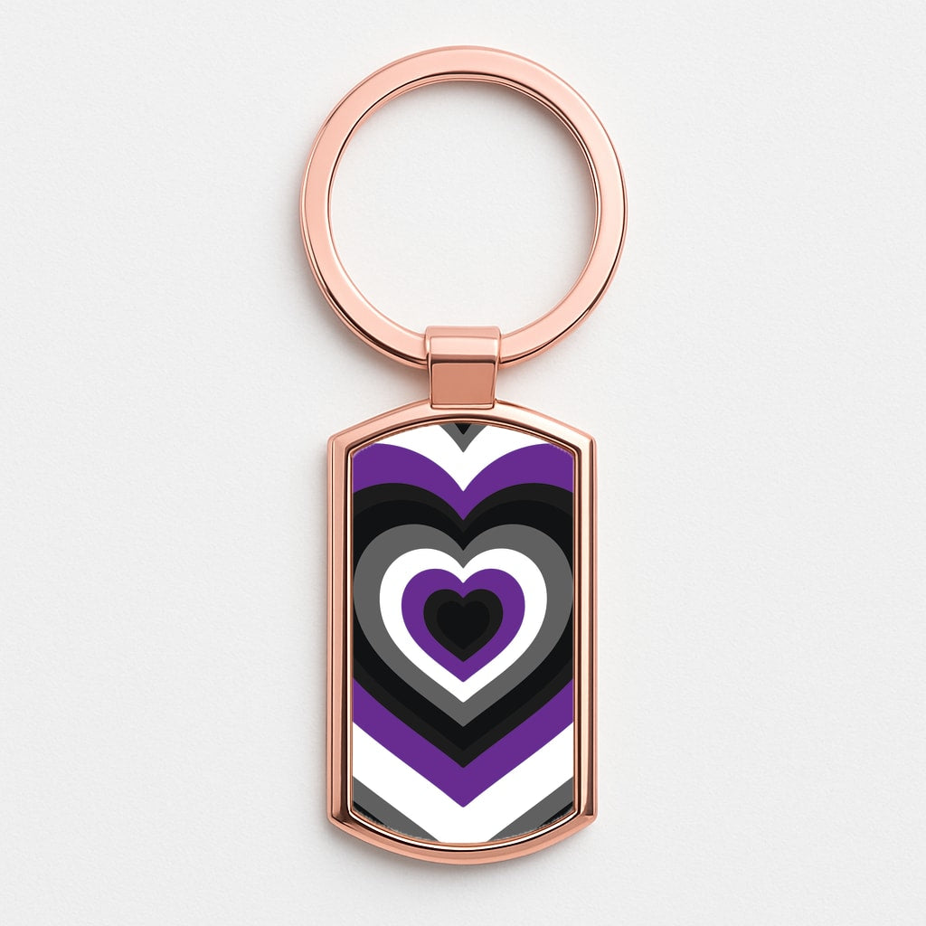 Asexual Pride Heart Rose Gold Keyring
