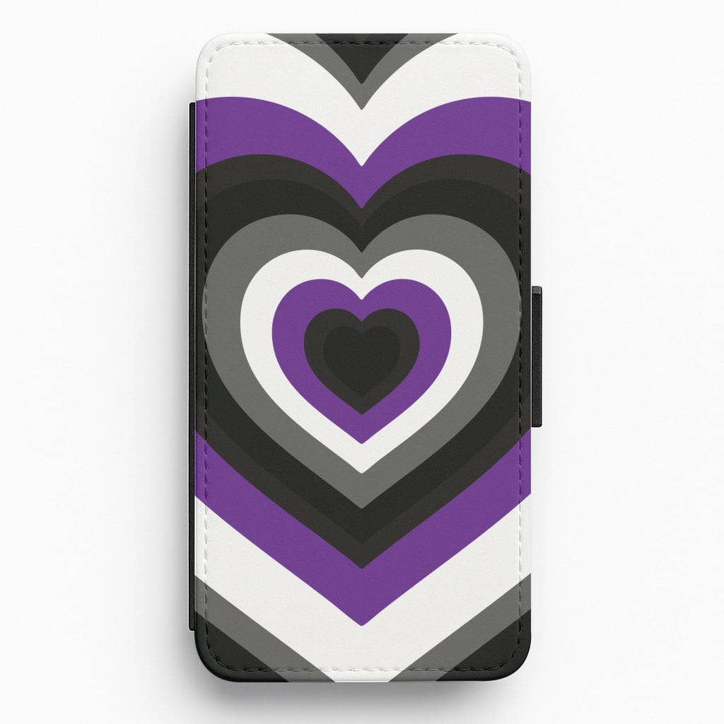 Asexual Pride Heart Flip / Wallet Phone Case