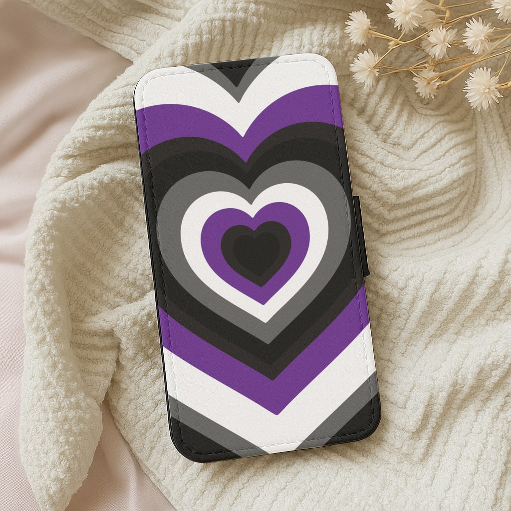Asexual Pride Heart Wallet Phone Case