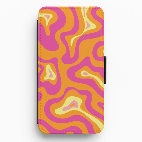 Orange And Pink Psychedelic Pattern Flip / Wallet Phone Case