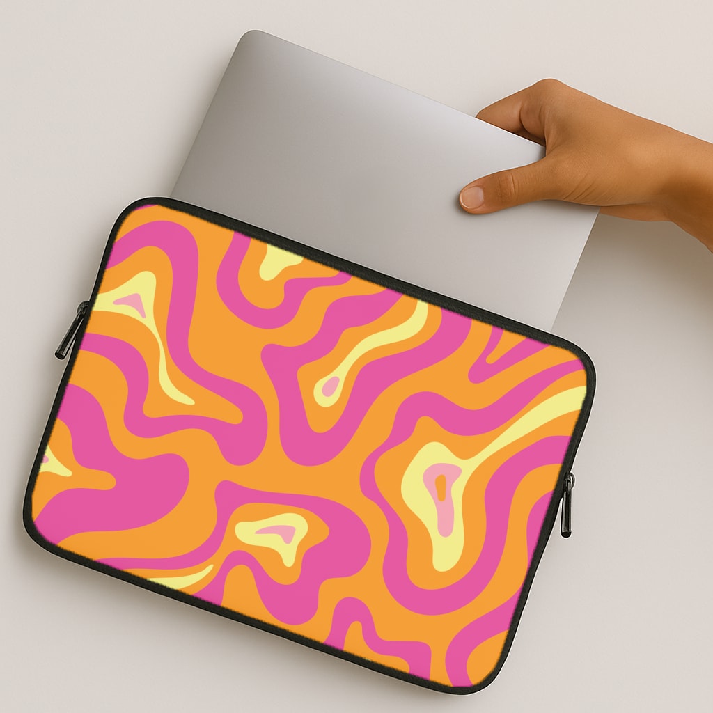 Orange And Pink Psychedelic Pattern MacBook Case